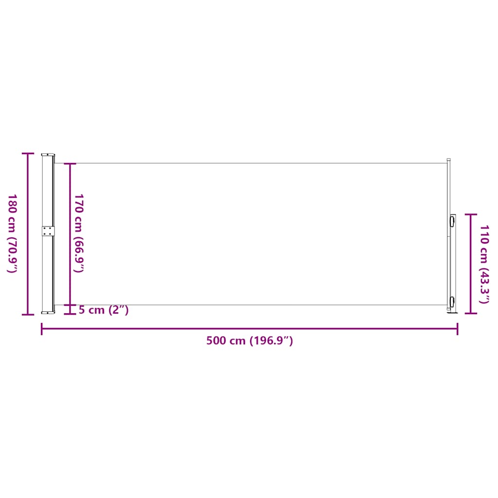 Patio Retractable Side Awning 180x500 cm Cream