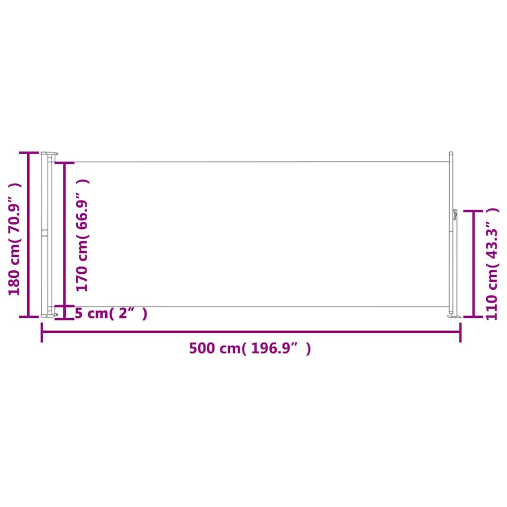 Patio Retractable Side Awning 180x500 cm Brown