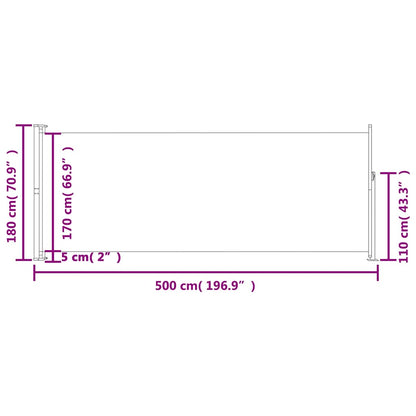 Patio Retractable Side Awning 180x500 cm Brown