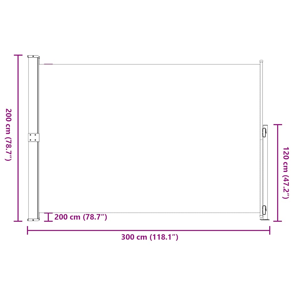 Patio Retractable Side Awning 200x300 cm Black