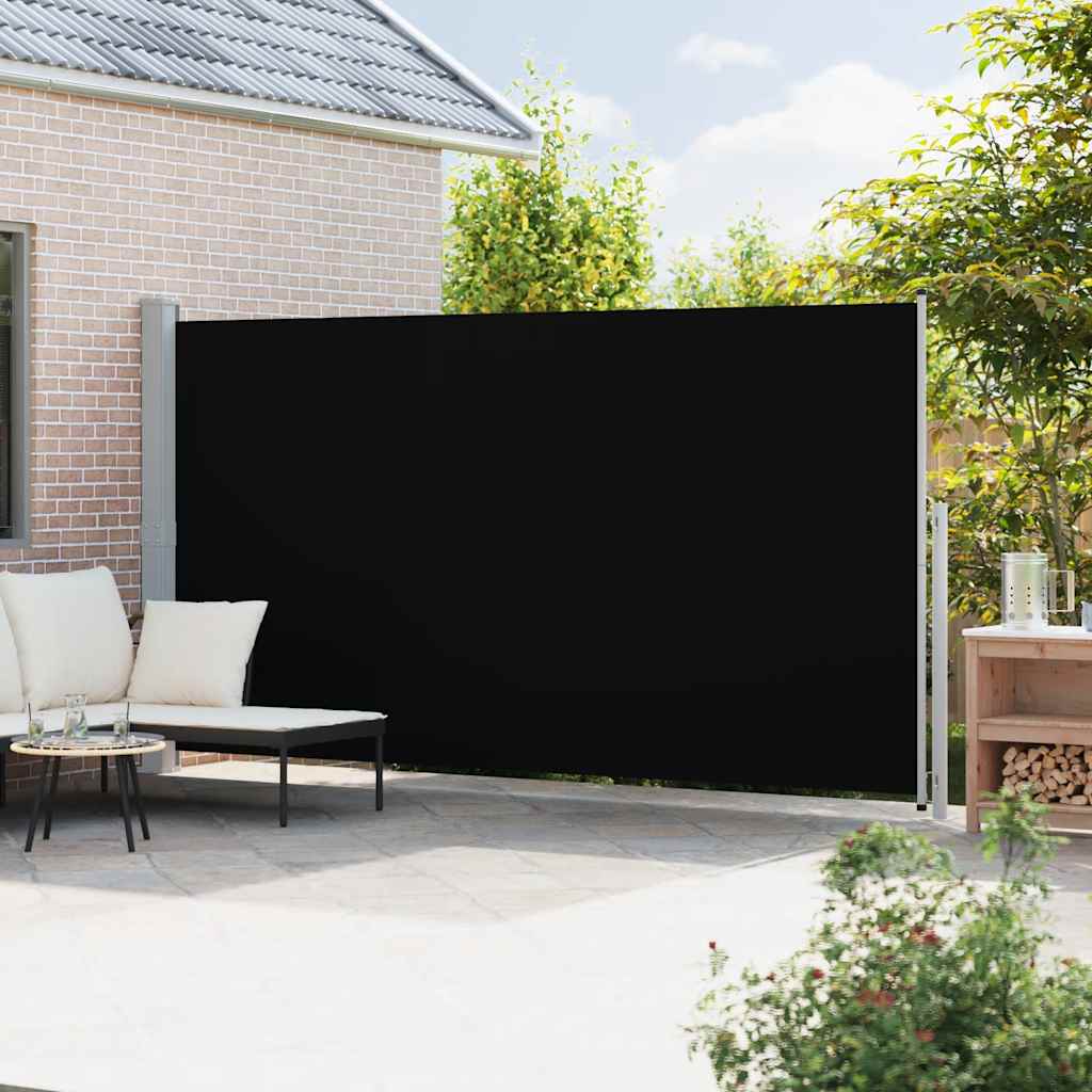 Patio Retractable Side Awning 200x514 cm Black