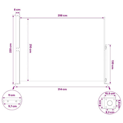Patio Retractable Side Awning 220x314 cm Black