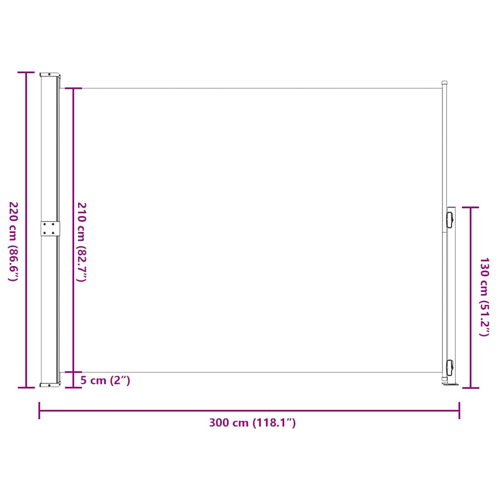 Patio Retractable Side Awning 220x300 cm Cream