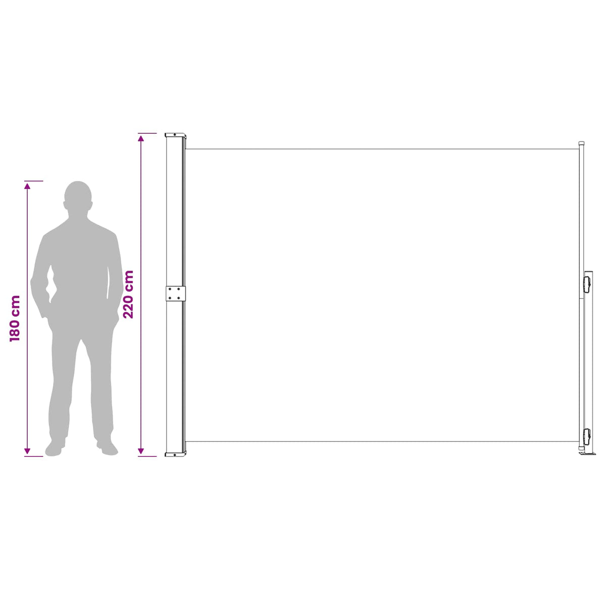 Patio Retractable Side Awning 220x314 cm Grey
