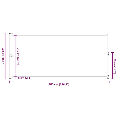 Patio Retractable Side Awning 220x500 cm Grey