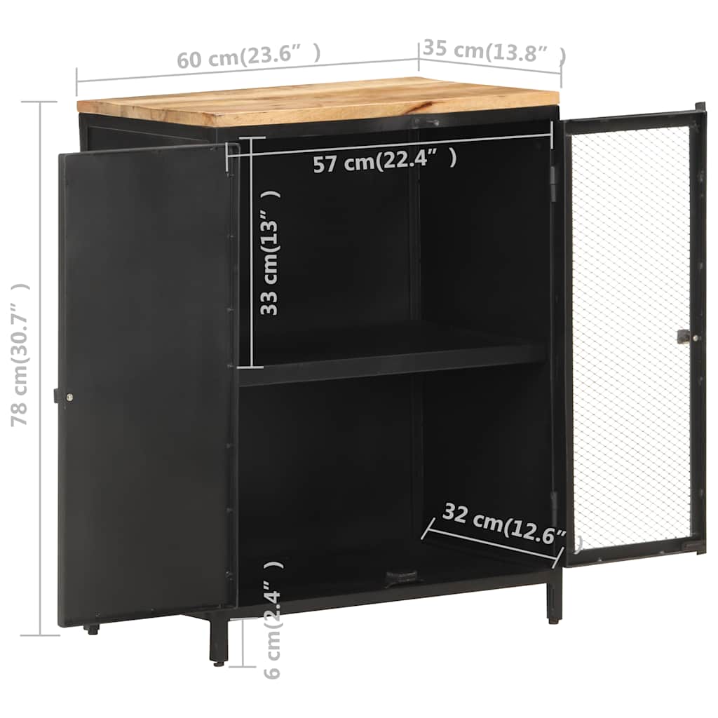 Sideboard 60x35x78 cm Solid Rough Mango Wood