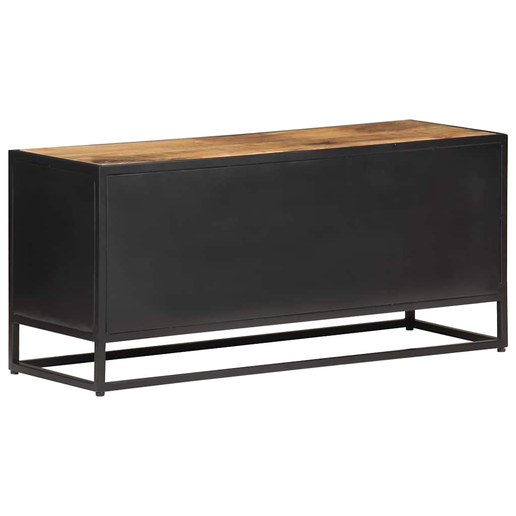 323144 vidaXL TV Cabinet 90x30x40 cm Rough Mango Wood and Natural Cane