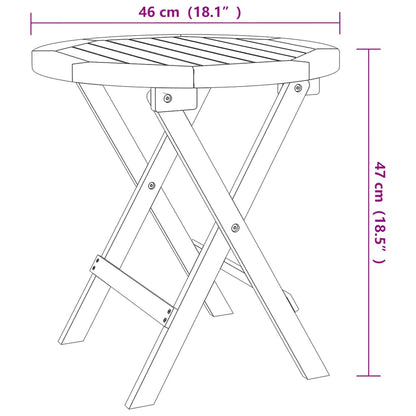 Folding Garden Table White Ø 46 cm Solid Wood Acacia