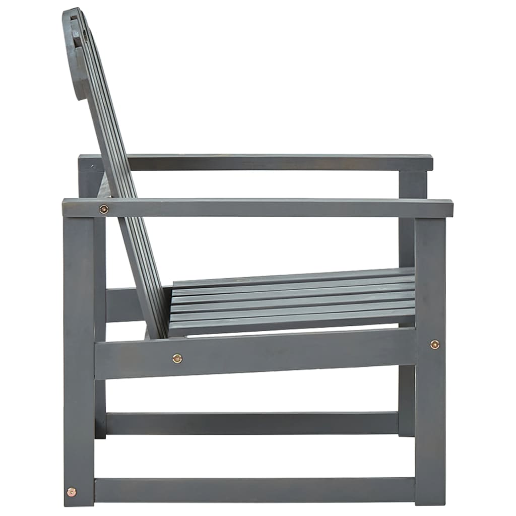 Garden Chair | Set of 2 | Grey | Solid acacia wood