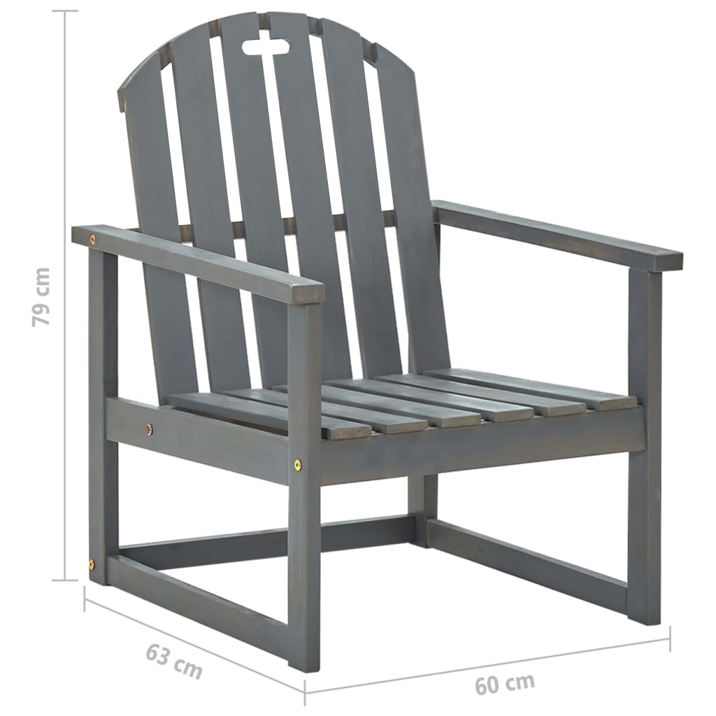 Garden Chair | Set of 2 | Grey | Solid acacia wood