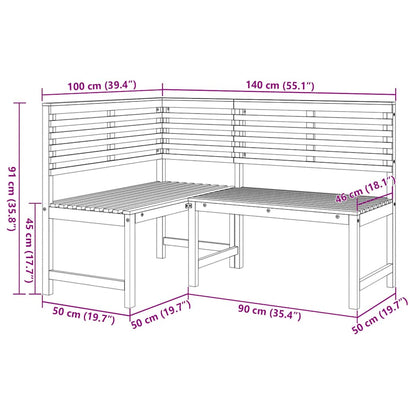 Corner Bench | Brown | Solid Acacia Wood | 140 cm corner bench