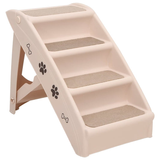 Dog Stair | Cream | Polypropylene | 62x40x49.5 cm | Foldable | Dog Stairs