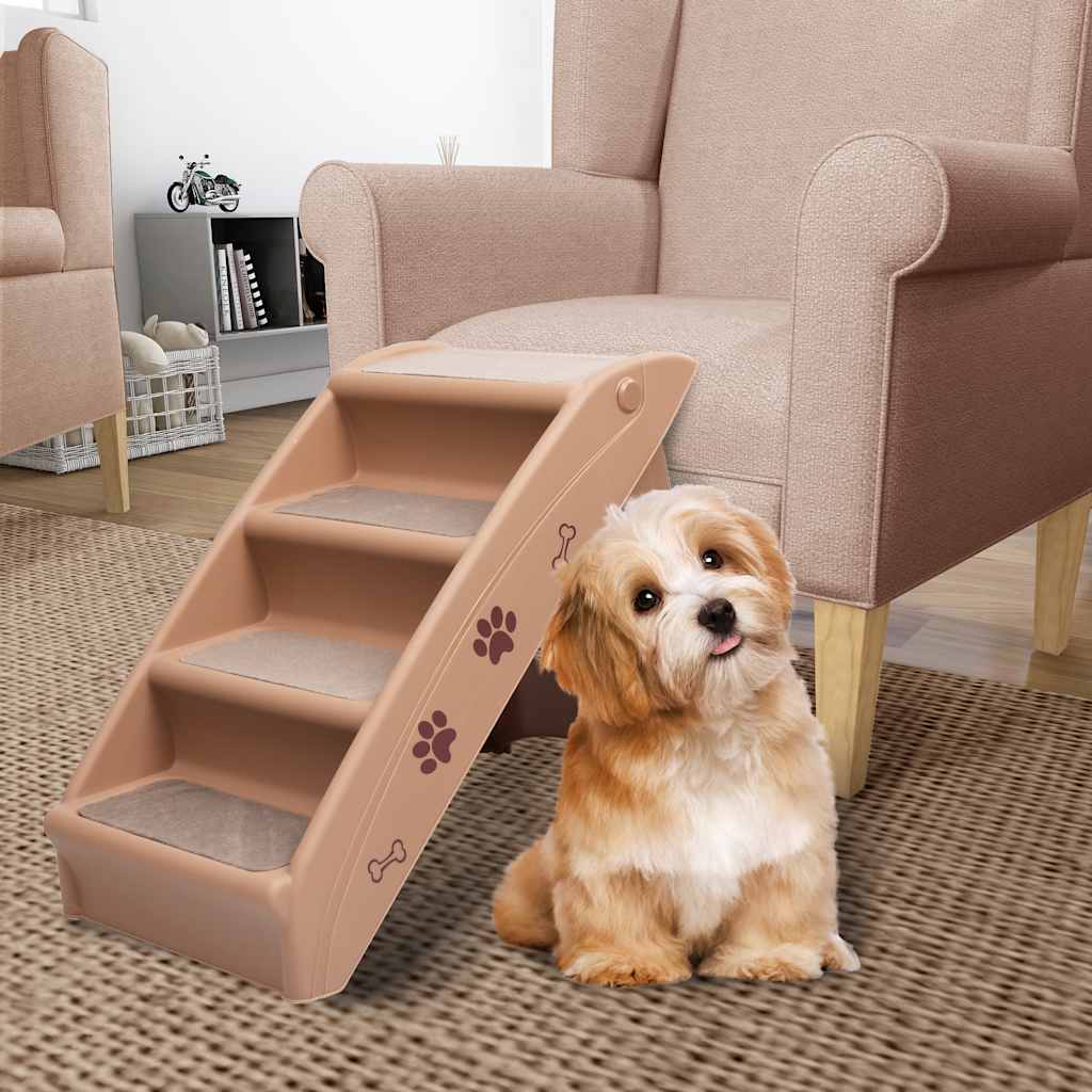 Folding Dog Stairs Brown 62x40x49.5 cm