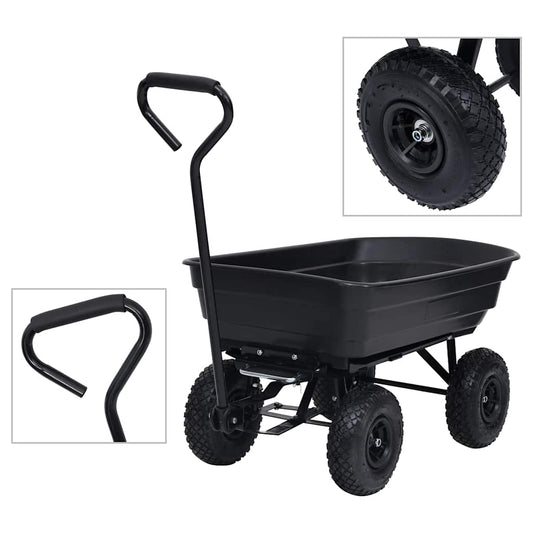 92579 vidaXL Garden Tipping Hand Cart 300 kg 75L Black