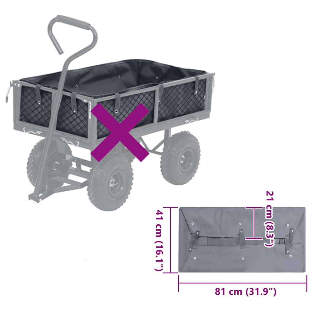 Garden Cart Liner Dark Grey 81x41x21 cm Fabric