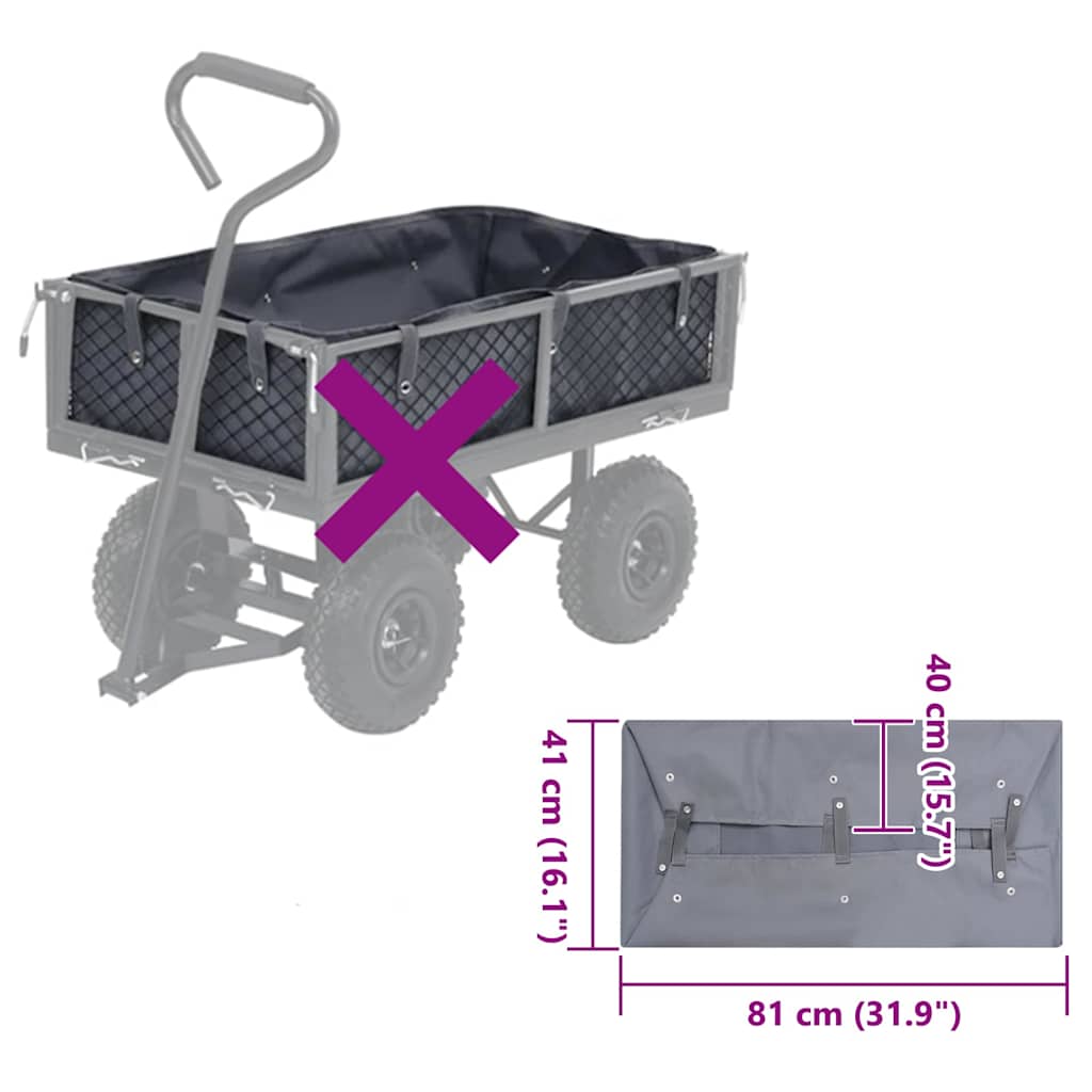 Garden Cart Liner Dark Grey 81x41x40 cm Fabric