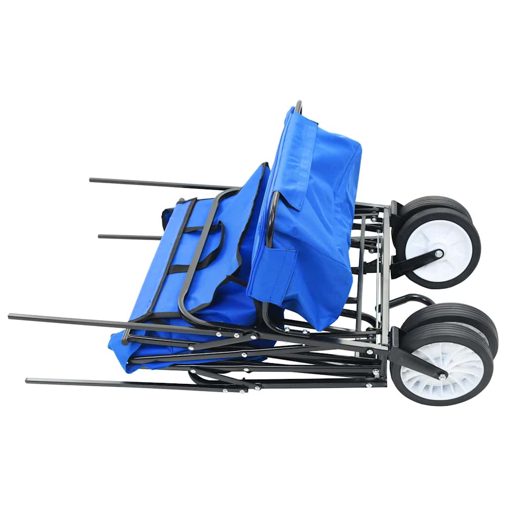 147590 vidaXL Folding Hand Trolley with Canopy Steel Blue