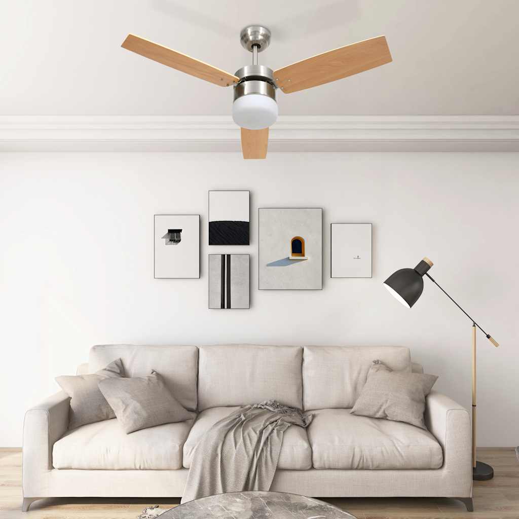 Ceiling Fan with Light and Remote Control 108 cm Light Brown