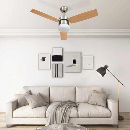 Ceiling Fan with Light and Remote Control 108 cm Light Brown