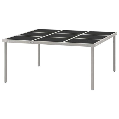 313084 vidaXL Garden Dining Table 170x170x74,5 cm Glass and Steel