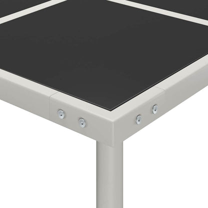 313084 vidaXL Garden Dining Table 170x170x74,5 cm Glass and Steel