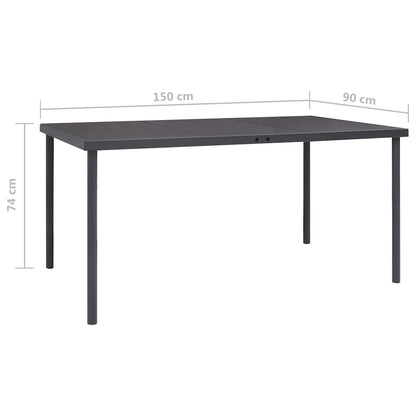 313087 vidaXL Outdoor Dining Table Anthracite 150x90x74 cm Steel