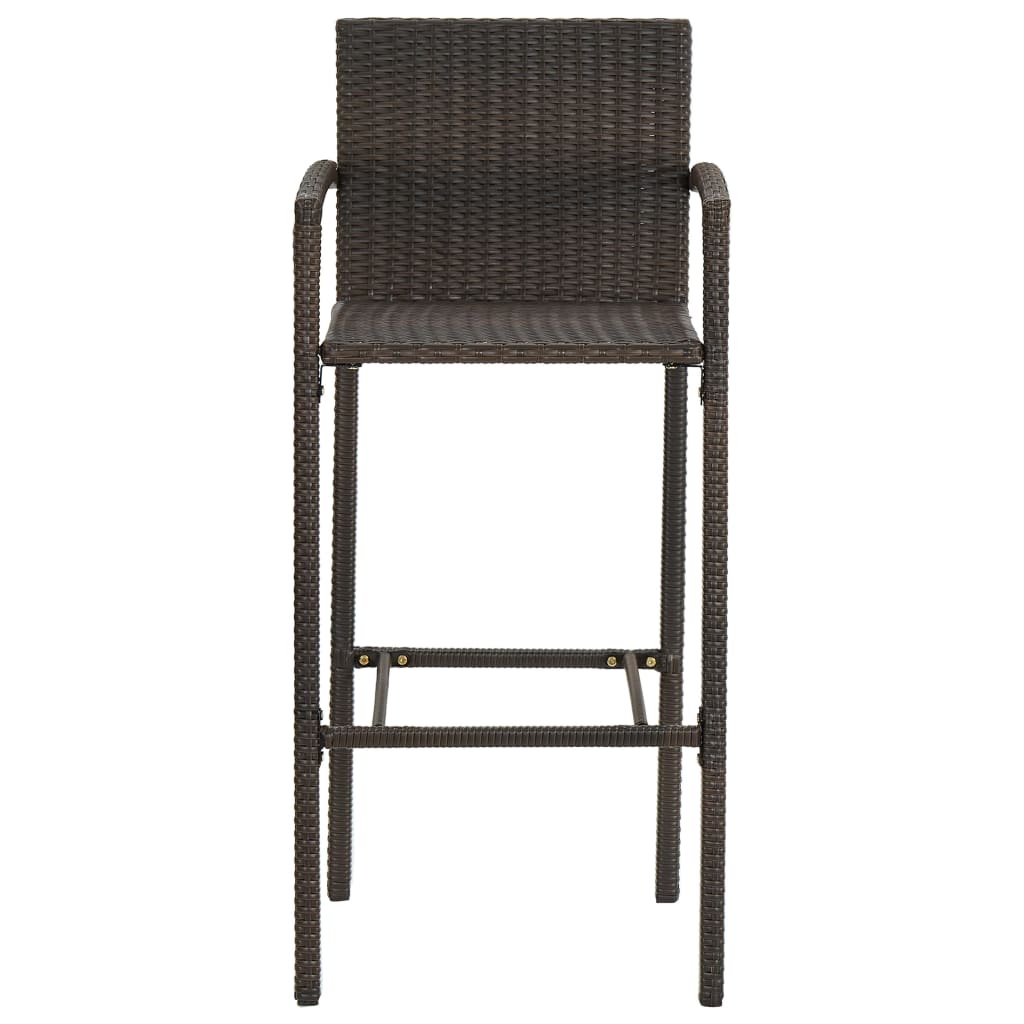 Bar Stool | Set of 4 | Brown | PE rattan, powder-coated steel | Medium