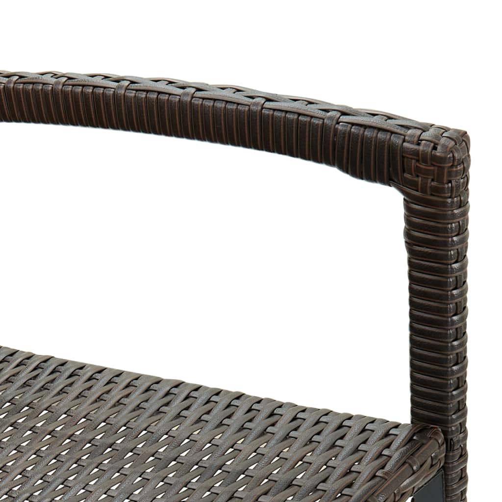 Bar Stool | Set of 4 | Brown | PE rattan, powder-coated steel | Medium
