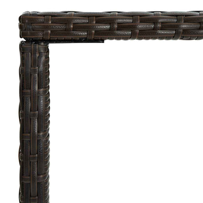 313457 vidaXL Garden Bar Table Brown 70x70x110 cm Poly Rattan and Glass