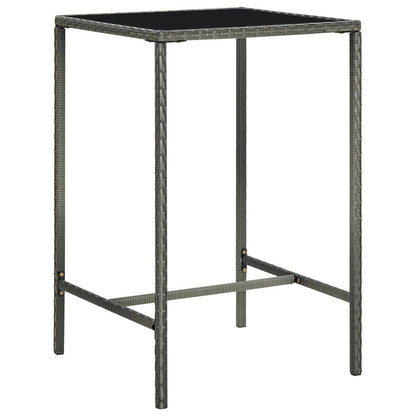 313459 vidaXL Garden Bar Table Grey 70x70x110 cm Poly Rattan and Glass