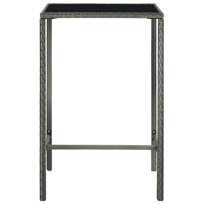 313459 vidaXL Garden Bar Table Grey 70x70x110 cm Poly Rattan and Glass
