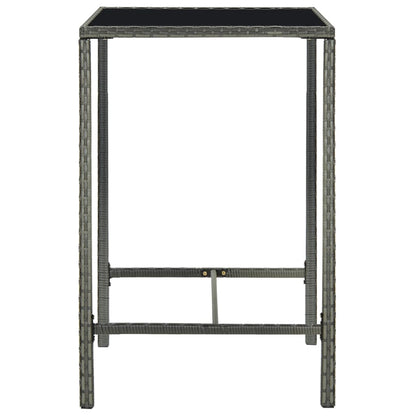 Garden Bar Table Grey 70x70x110 cm Poly Rattan and Glass