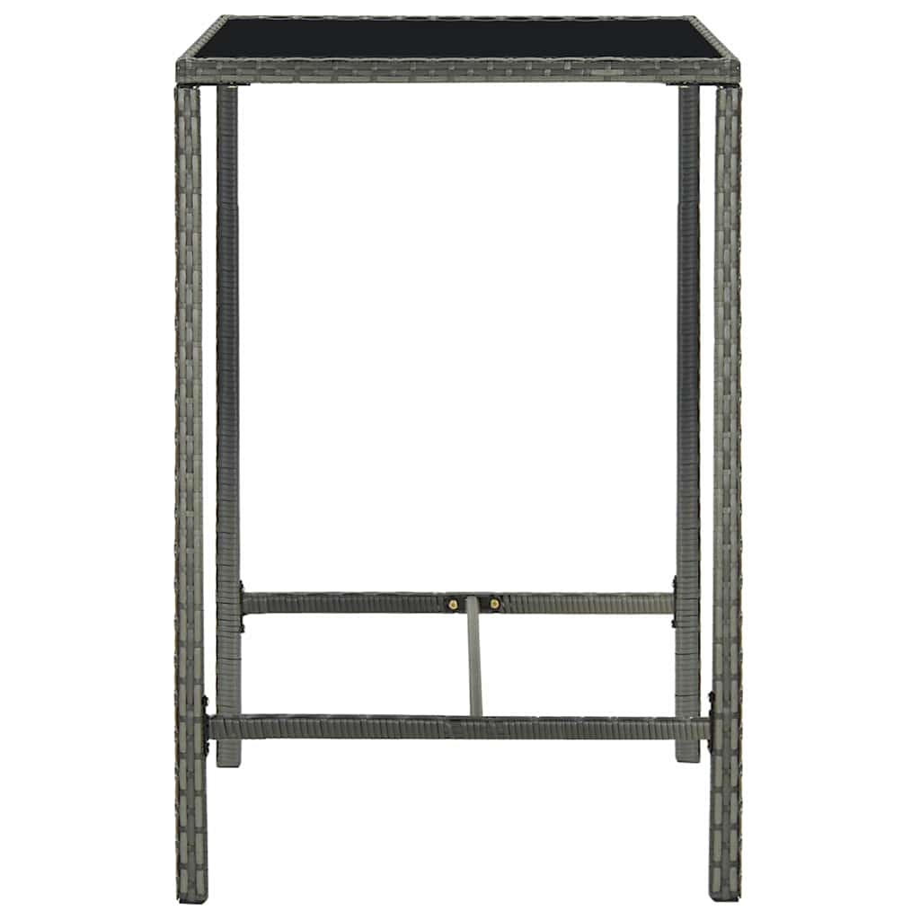 313459 vidaXL Garden Bar Table Grey 70x70x110 cm Poly Rattan and Glass