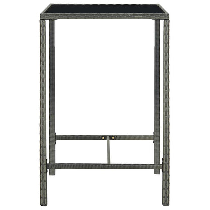 313459 vidaXL Garden Bar Table Grey 70x70x110 cm Poly Rattan and Glass