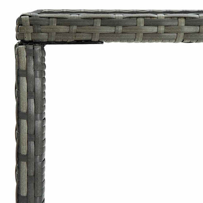 313459 vidaXL Garden Bar Table Grey 70x70x110 cm Poly Rattan and Glass