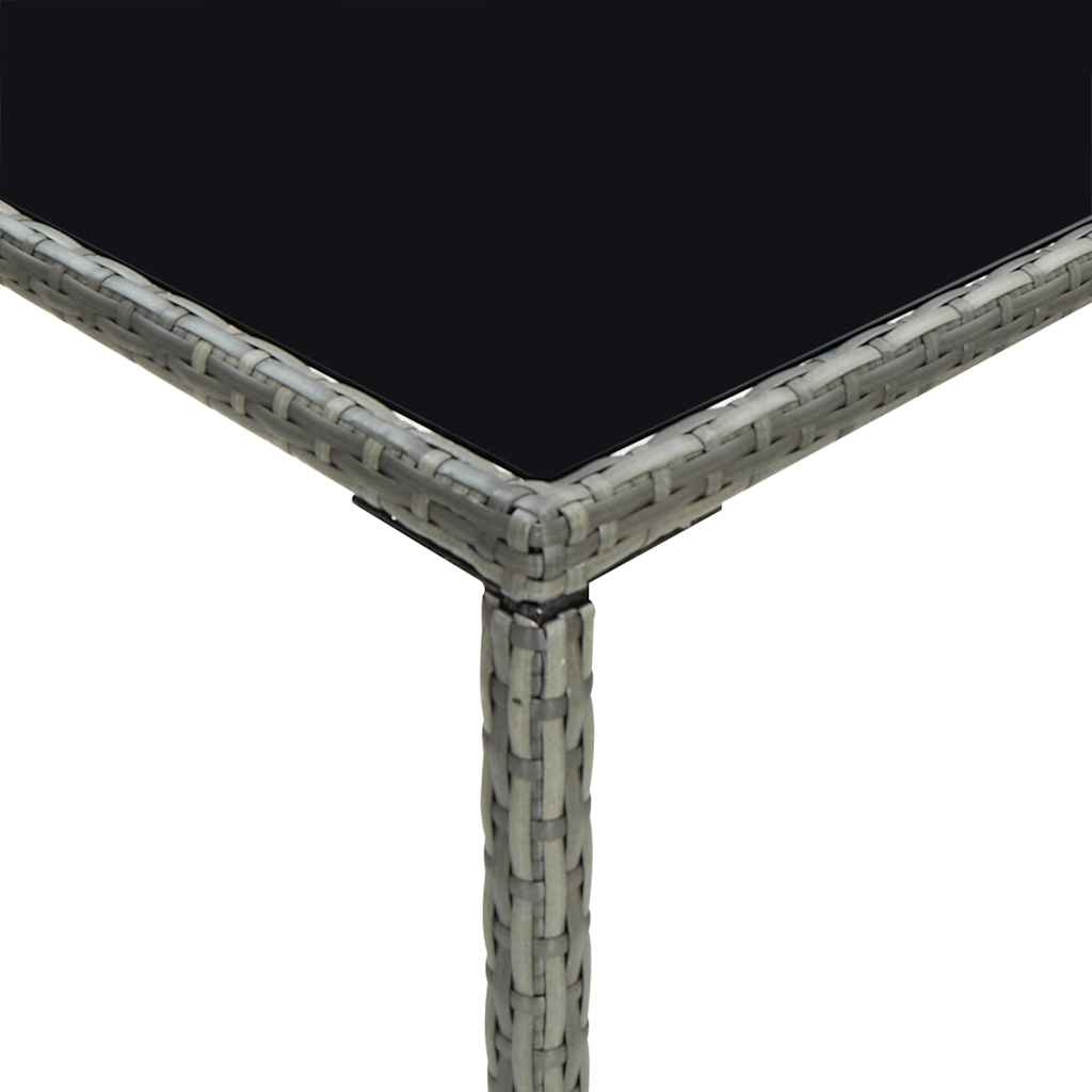 313459 vidaXL Garden Bar Table Grey 70x70x110 cm Poly Rattan and Glass