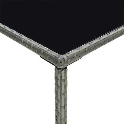 313459 vidaXL Garden Bar Table Grey 70x70x110 cm Poly Rattan and Glass