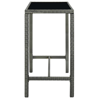 313462 vidaXL Garden Bar Table Grey 130x60x110 cm Poly Rattan and Glass
