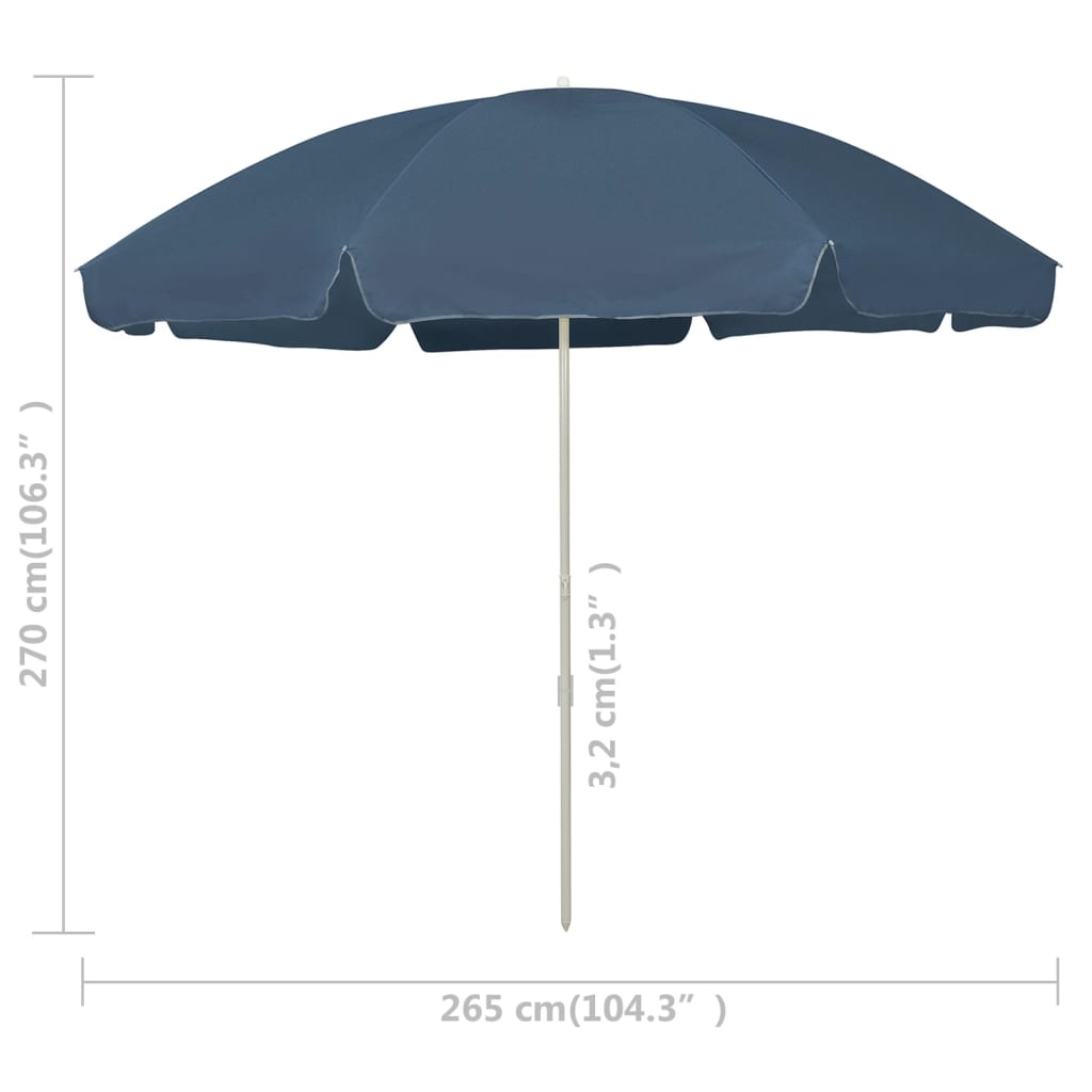Beach Parasol | Blue | Polyester | Large | UV-resistant materials