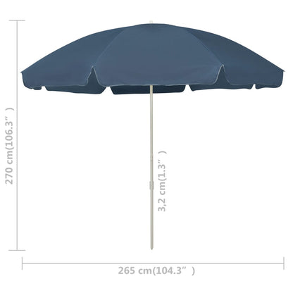 Beach Parasol | Blue | Polyester | Large | UV-resistant materials
