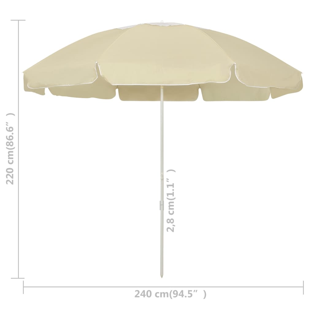 Beach Parasol Sand Yellow 240 cm