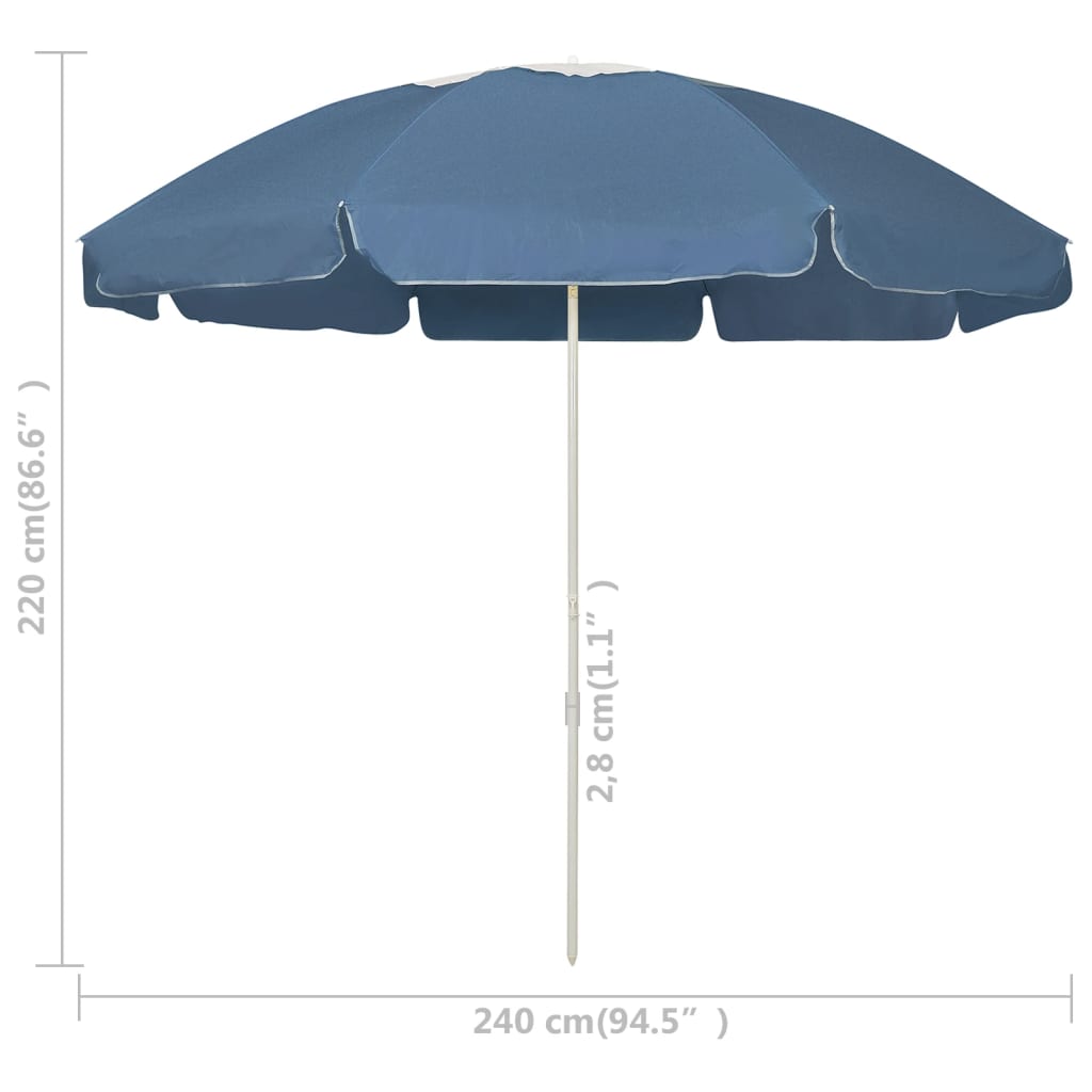 Beach Parasol Blue 240 cm