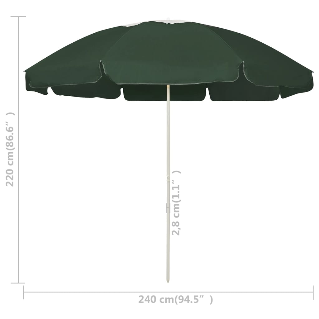 Beach Parasol Green 240 cm