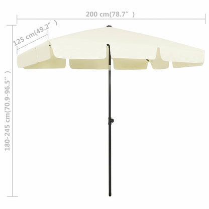314727 vidaXL Beach Parasol Sand Yellow 200x125 cm