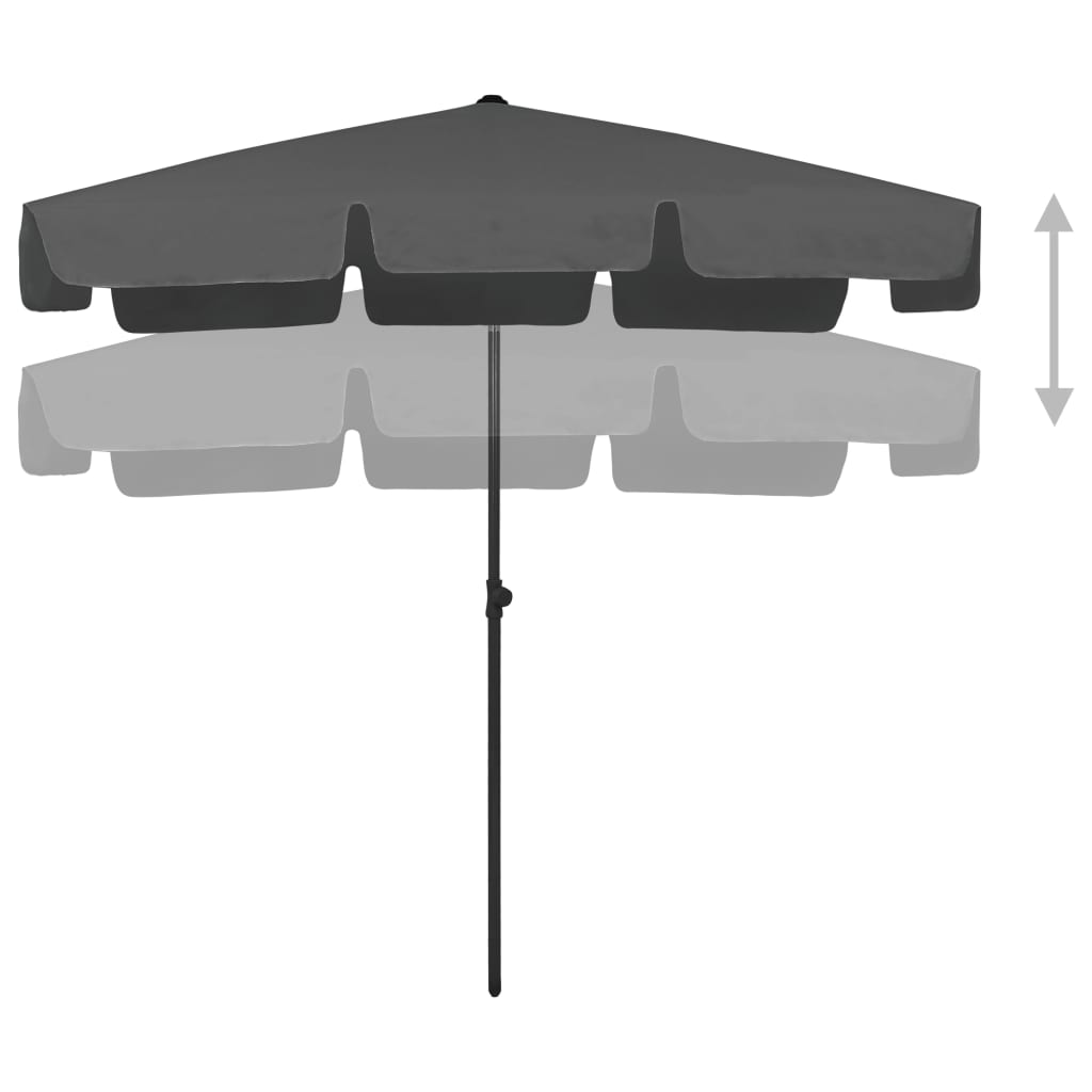 Beach Parasol | Anthracite | Polyester | Large | UV-resistant materials