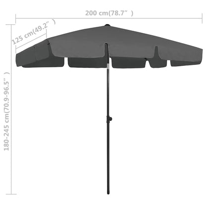 314729 vidaXL Beach Parasol Anthracite 200x125 cm