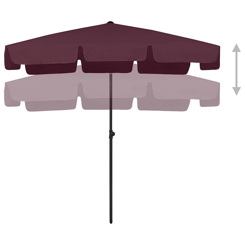 314731 vidaXL Beach Parasol Bordeaux Red 200x125 cm