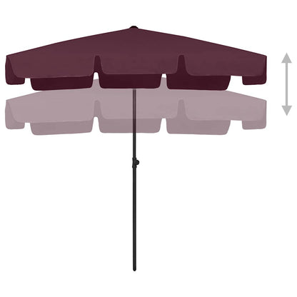314731 vidaXL Beach Parasol Bordeaux Red 200x125 cm