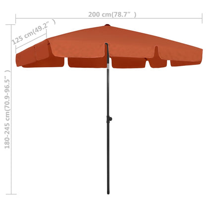 Beach Parasol | Terracotta | Polyester | Medium | Tiltable