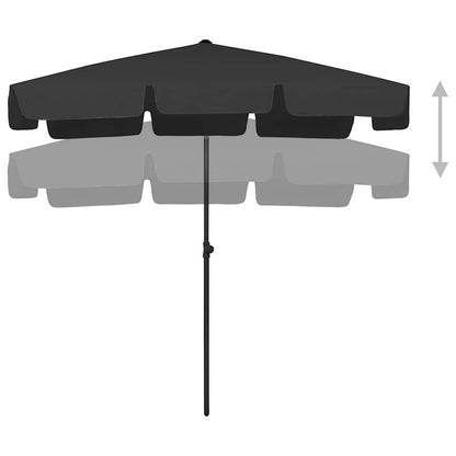 314733 vidaXL Beach Parasol Black 200x125 cm